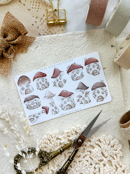 mushroom houses sticker sheet