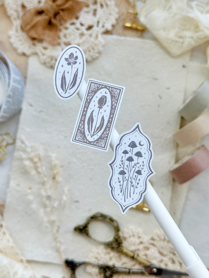 monochrome stamps sticker sheets - 2pc set