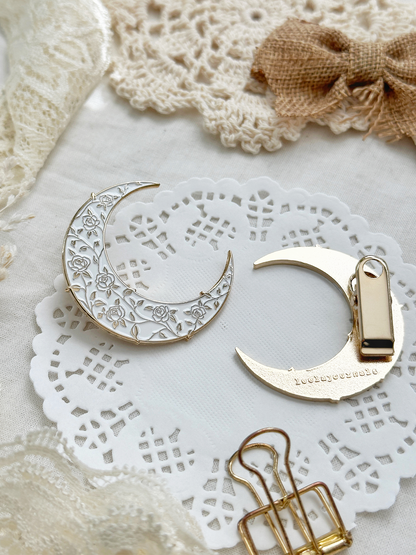 rose moon enamel journaling clip