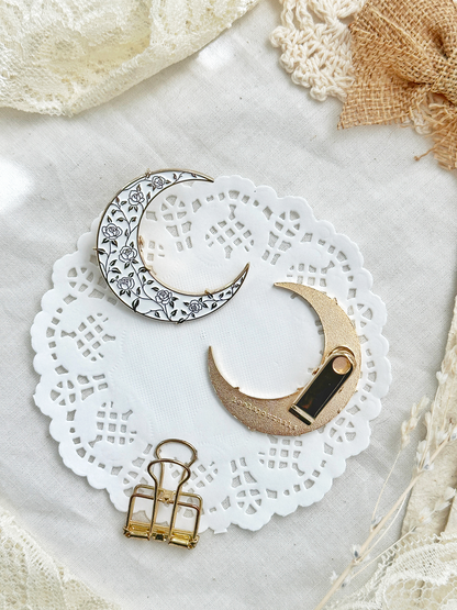 rose moon enamel journaling clip