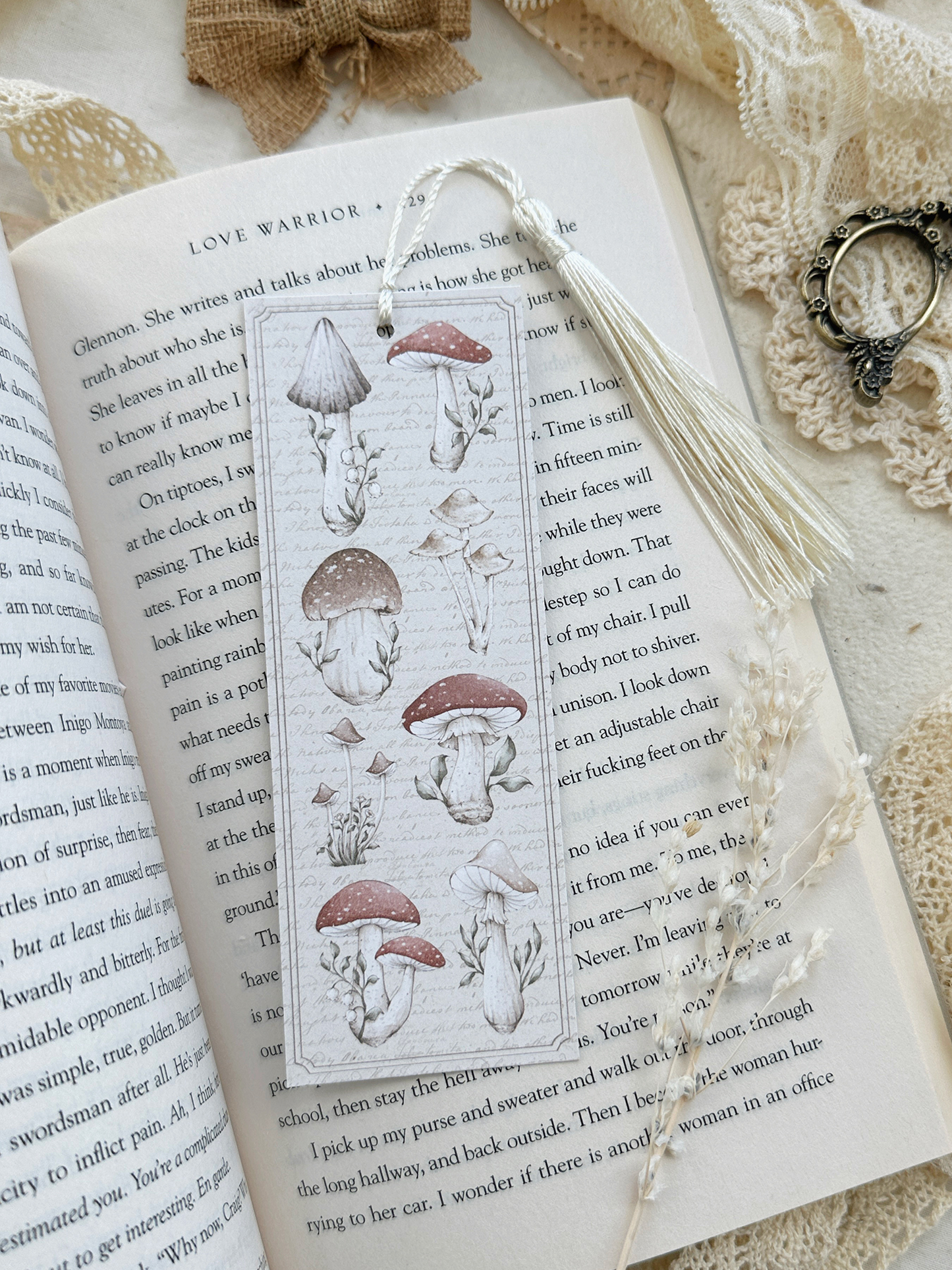 vintage mushroom bookmark