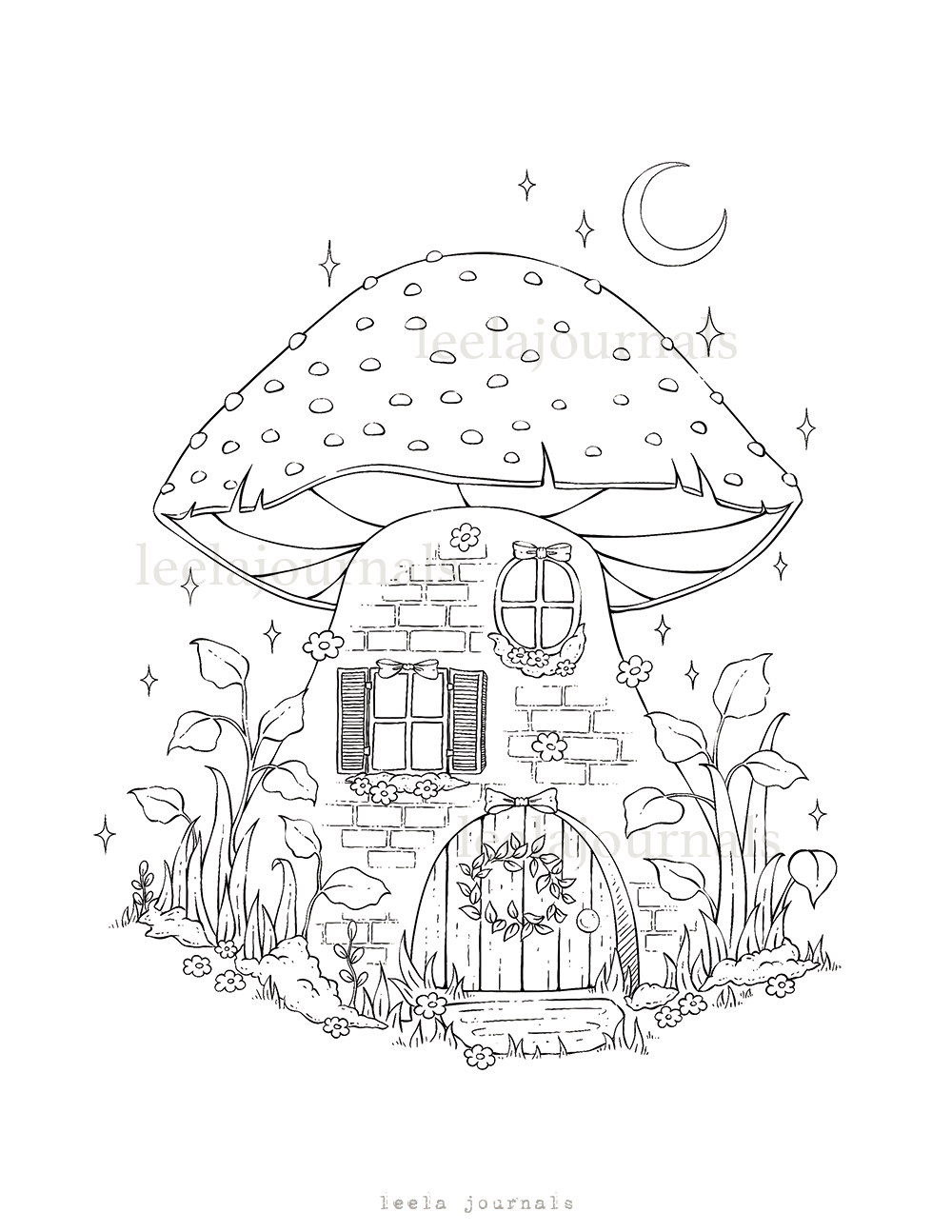 Kawaii Mushrooms Coloring Book Printable PDF Instant Digital 