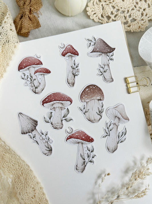 mushroom die cut sticker flake bundle