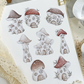 mushroom houses die cut sticker flake bundle