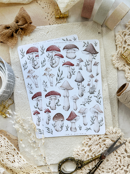 mushroom (mini or large) sticker sheet