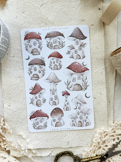 mushroom houses (mini or large) sticker sheet