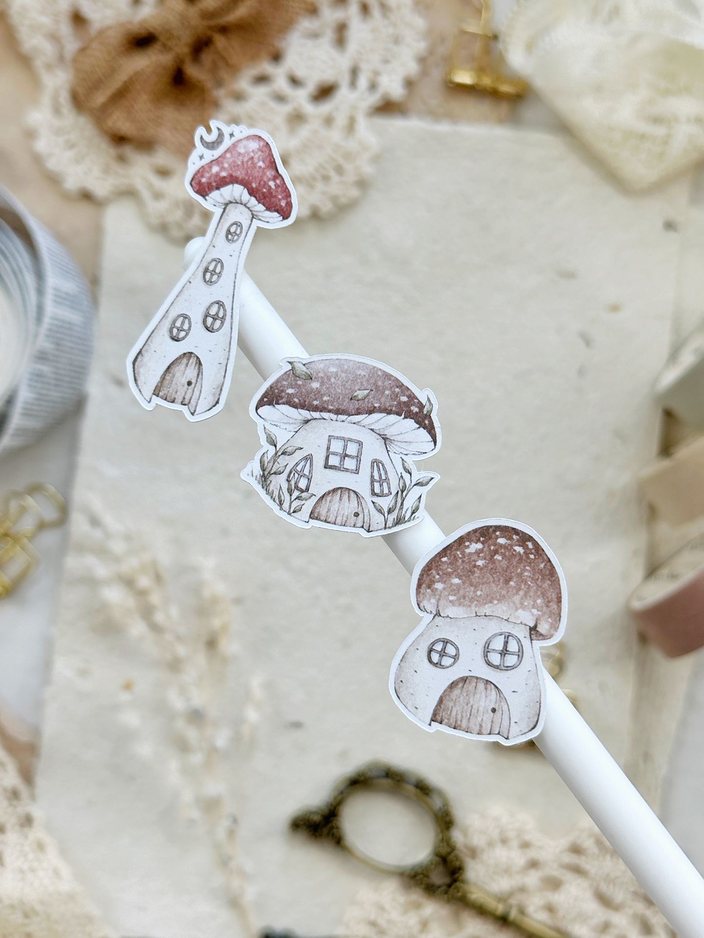 mushroom houses sticker sheet