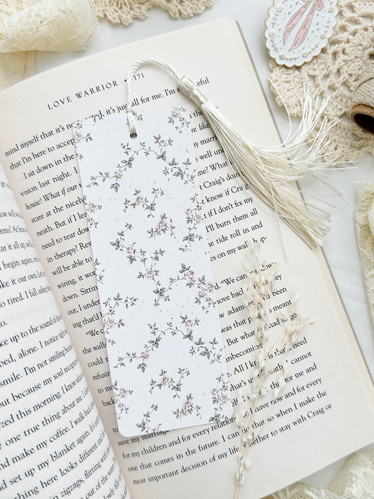 ivory peach rose bookmark