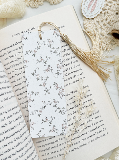 ivory peach rose bookmark