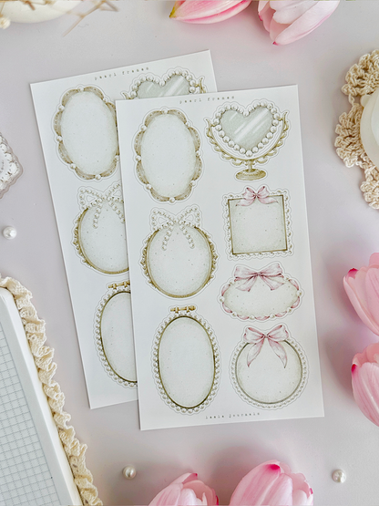 pearls & frames sticker sheet - 2pc set