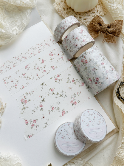 pink roses on ivory washi tape