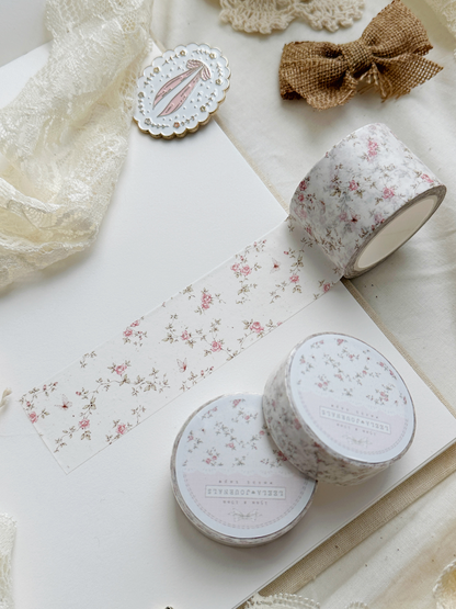 pink roses on ivory washi tape