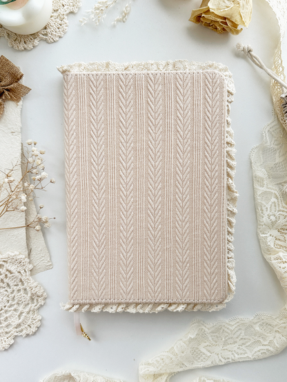 160 gsm | A5 | pink sweater lace notebook (dotted)