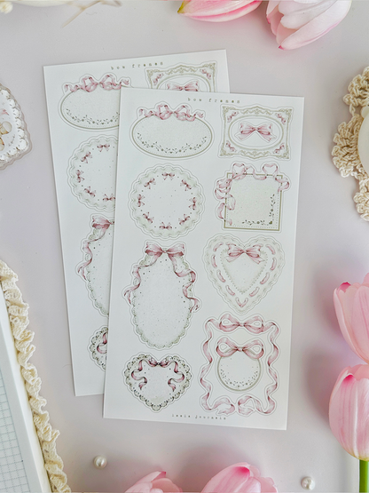 princess bows & frames sticker sheets - 3pc set
