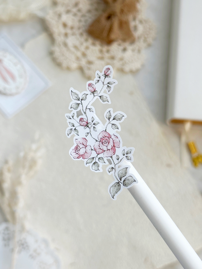 pink & peach roses sticker sheet - 2pc set