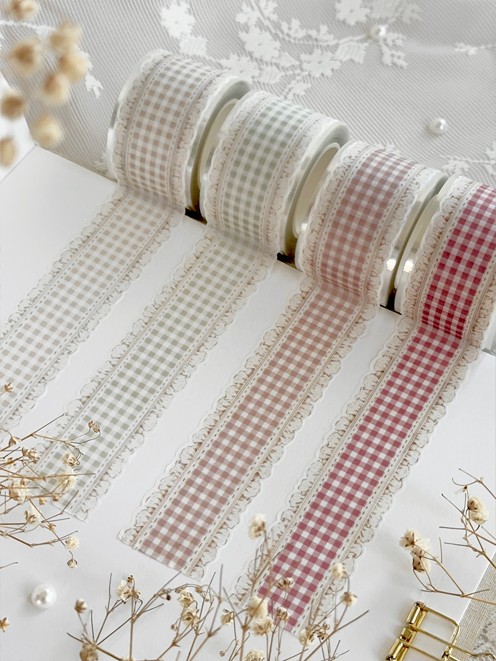 plaid ruffles die cut washi tape (new colors added!)