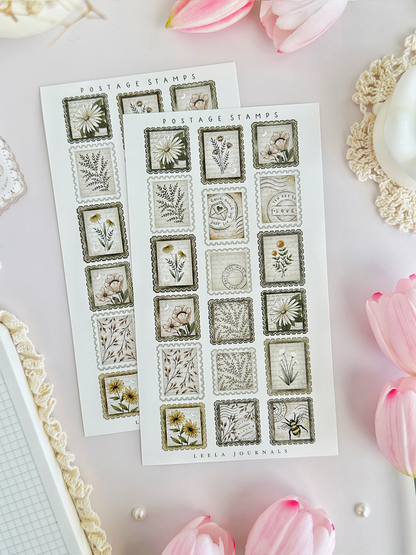 postage stamps sticker sheet - 1pc