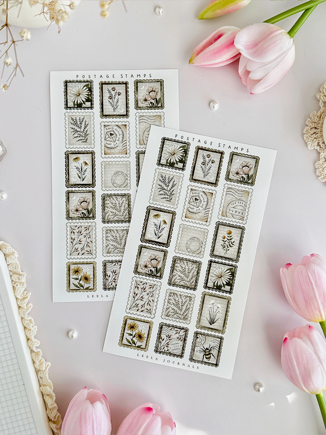 postage stamps sticker sheet - 1pc
