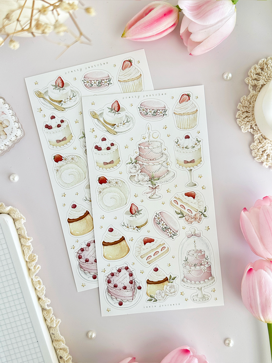 pretty pastries sticker sheet - 1pc