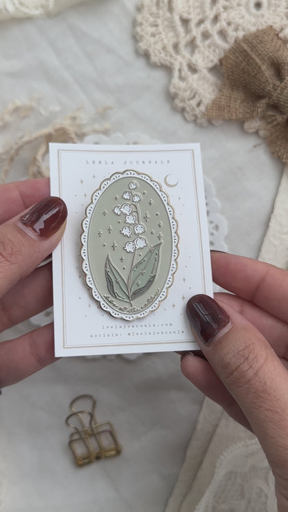 lily of the valley enamel journaling clip