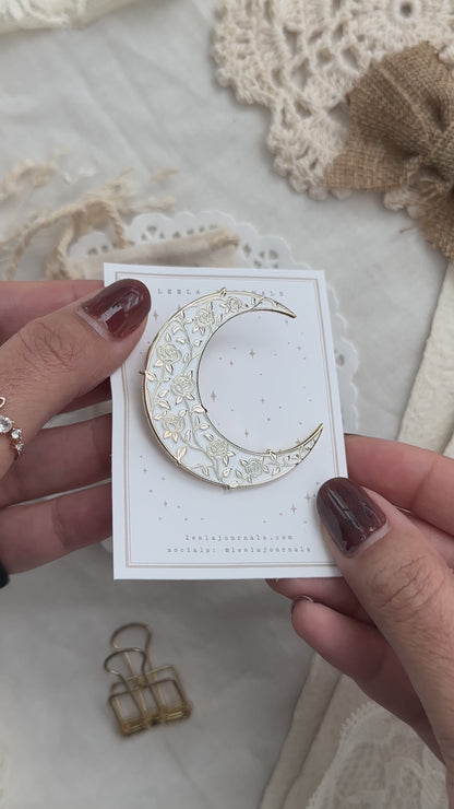 rose moon enamel journaling clip