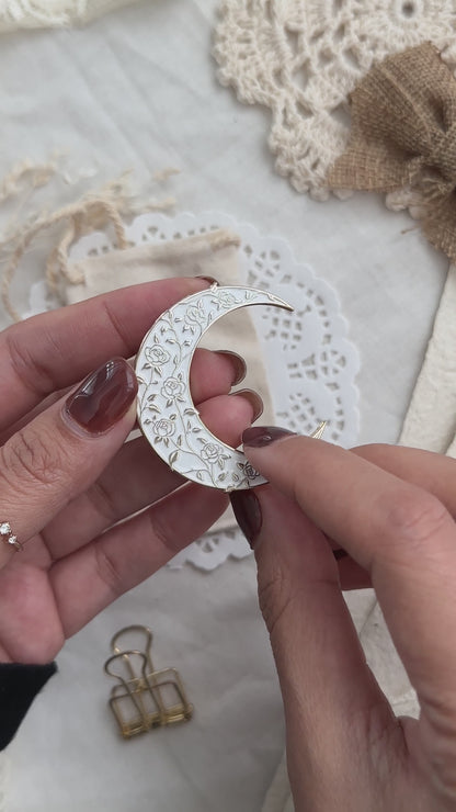 rose moon enamel journaling clip