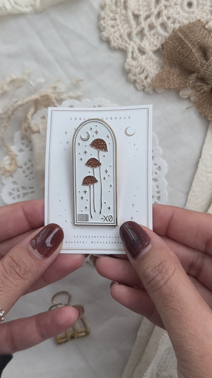 *retiring* mushroom arch enamel journaling clip