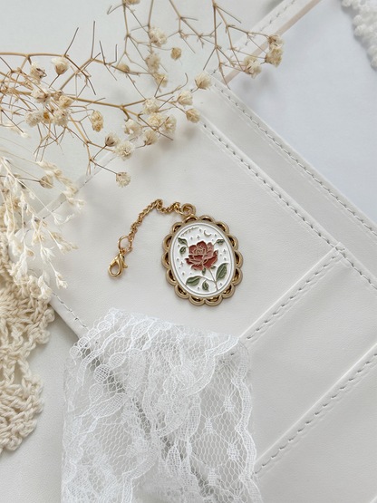 framed rose enamel keychain