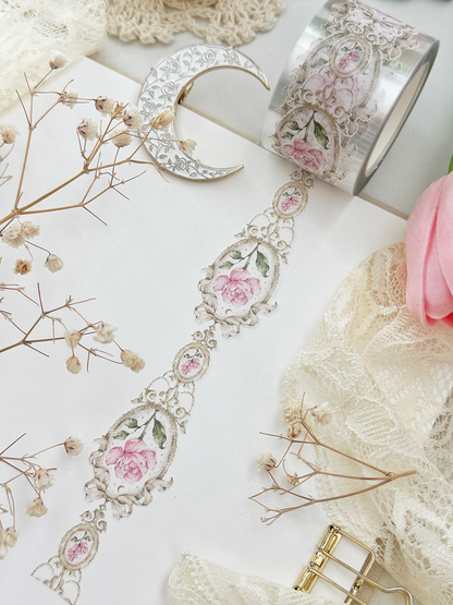 vintage framed rose die cut washi tape
