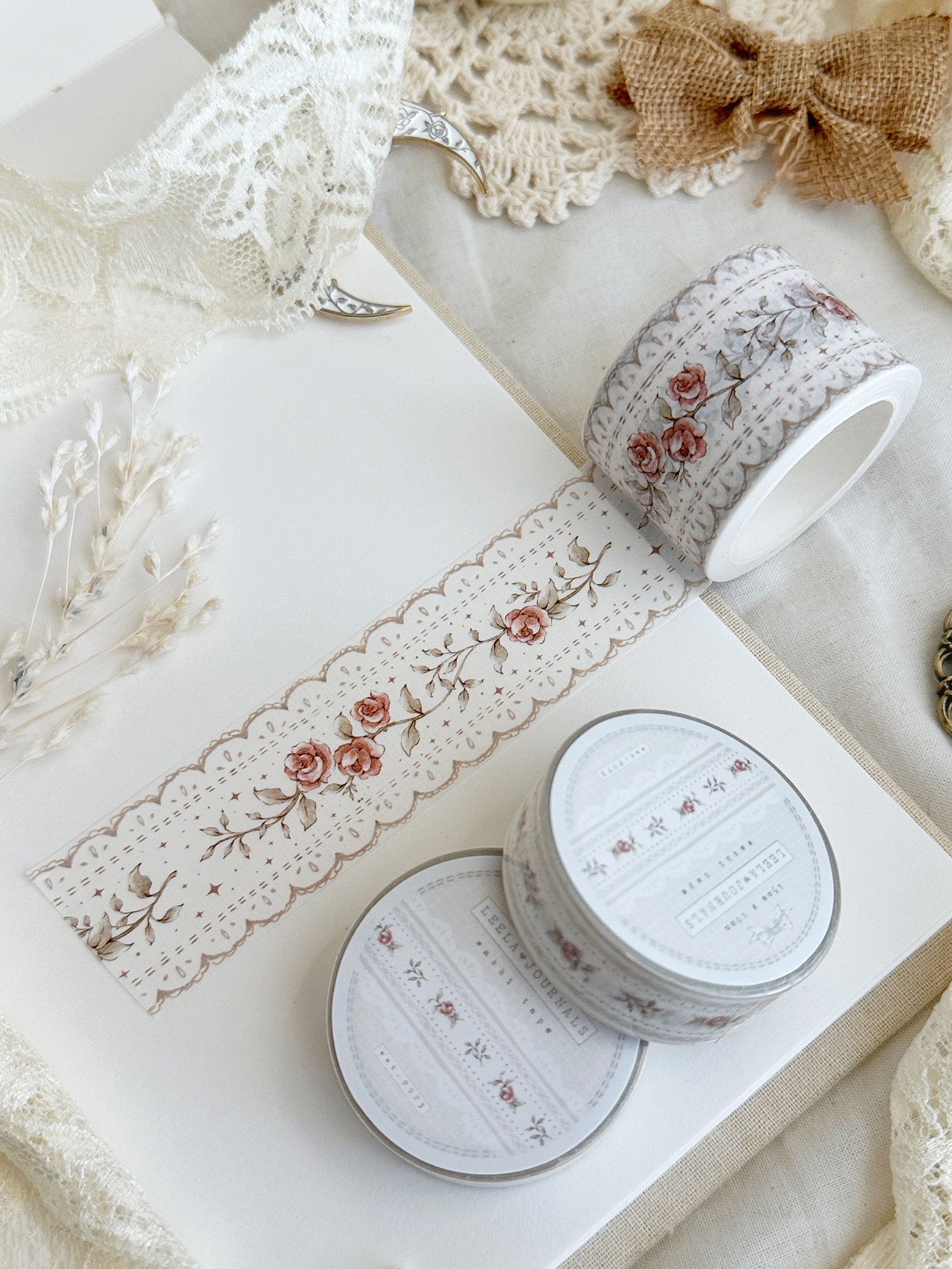 lace & roses - red washi tape – Leelajournals
