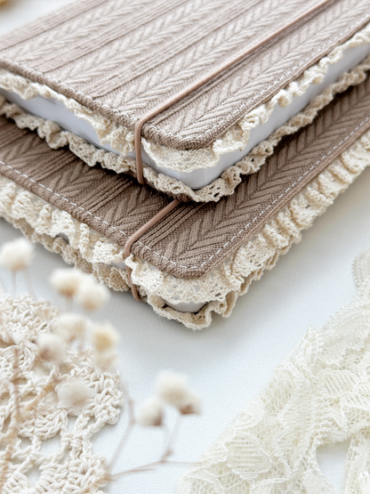 120gsm | A5 | brown sweater lace notebook (dotted)