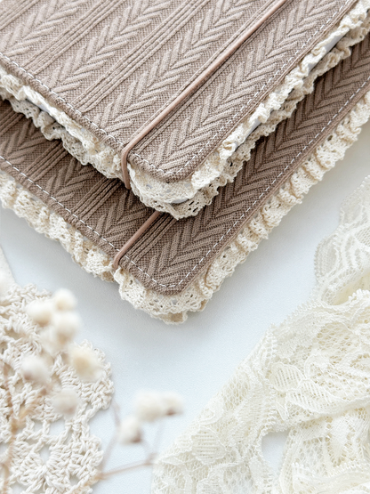 120gsm | A5 | brown sweater lace notebook (dotted)