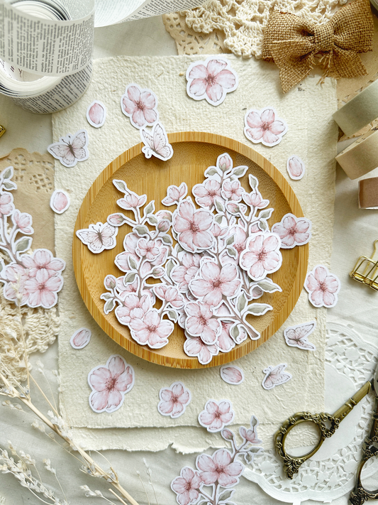 pink sakura paper cutouts