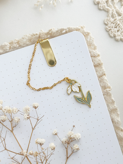 snowdrop enamel bookmark pendant