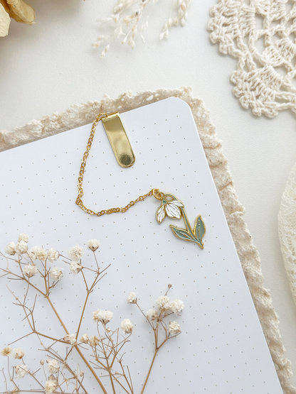 snowdrop enamel bookmark pendant