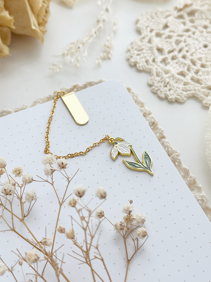 snowdrop enamel bookmark pendant