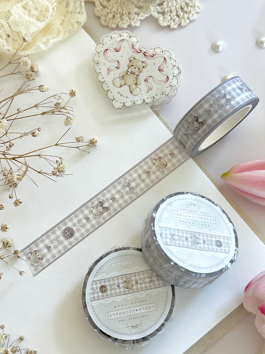 teddy bears & buttons washi tape