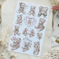 teddy bear mini & large sticker sheets