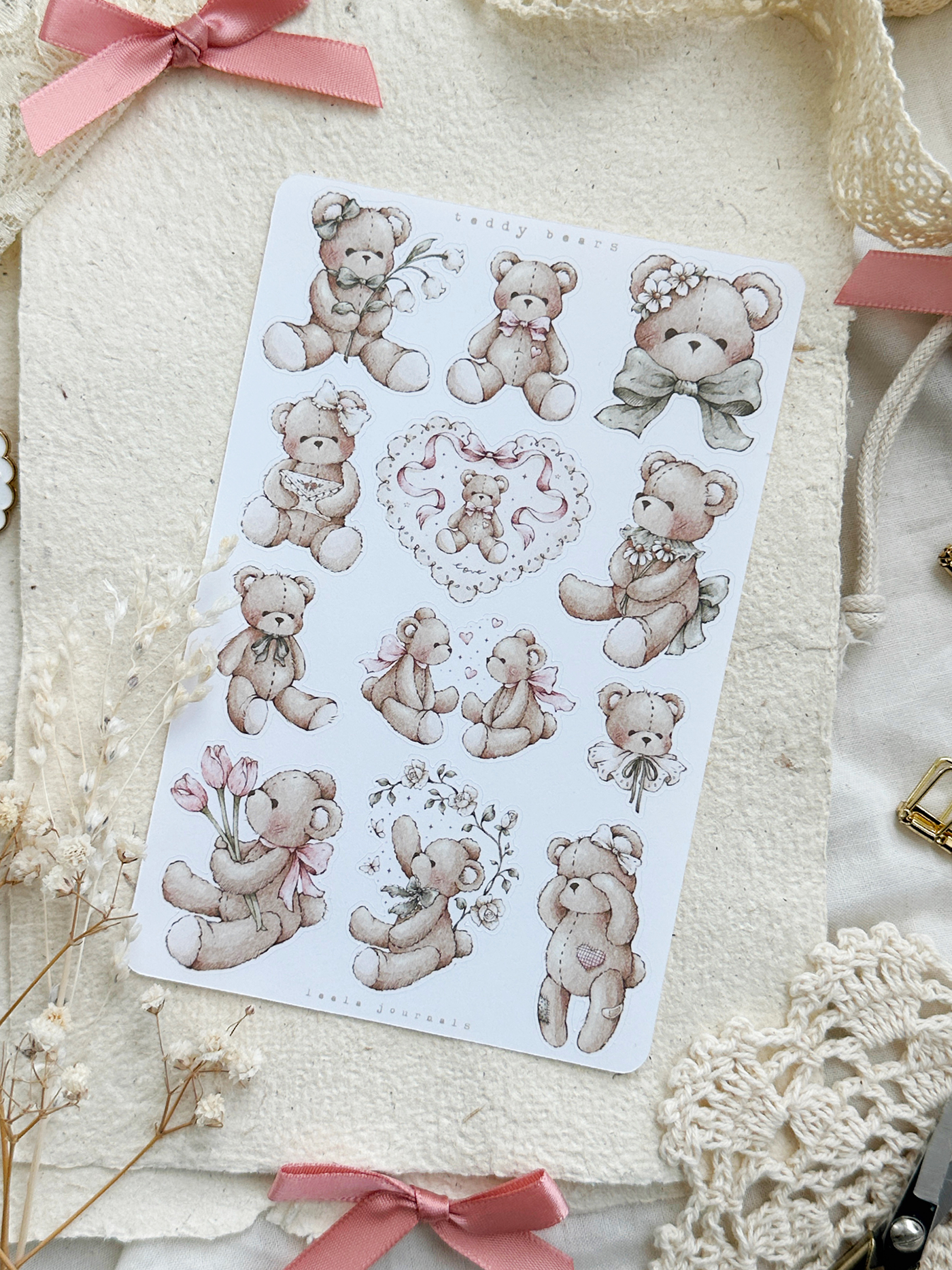 teddy bear mini & large sticker sheets
