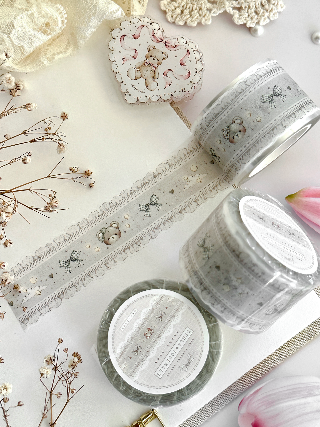 teddy bear dreams die cut washi tape