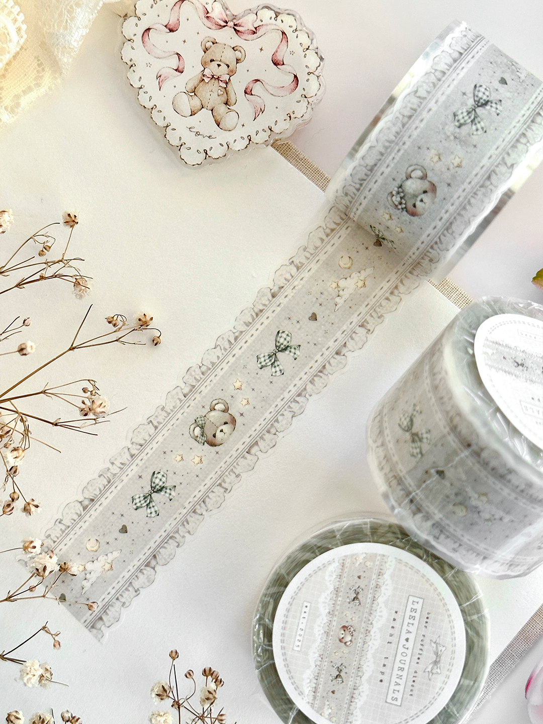 teddy bear dreams die cut washi tape