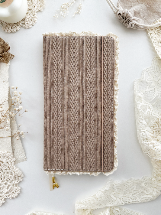 160 gsm | TN | brown sweater lace notebook
