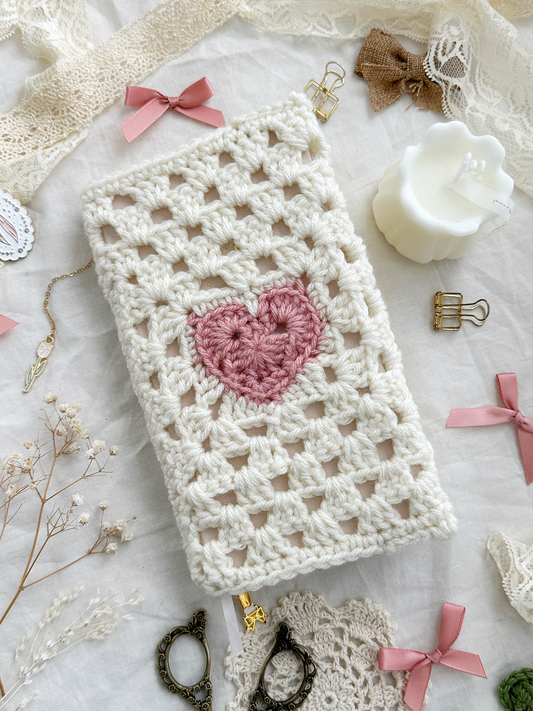 TN pink heart crochet journal cover (plz read description before purchasing!)
