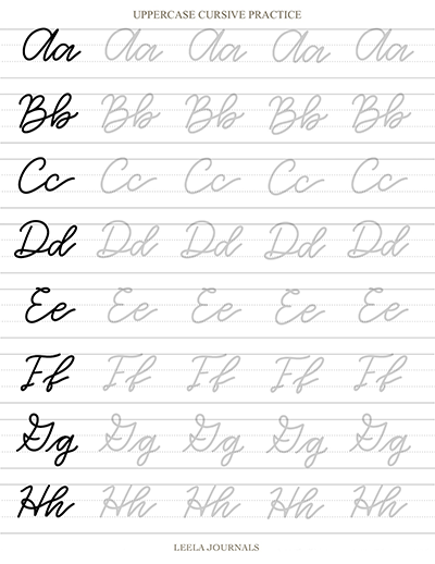 x11 calligraphy hand lettering practice sheets  digital download –  Leelajournals - aarti aggarwal
