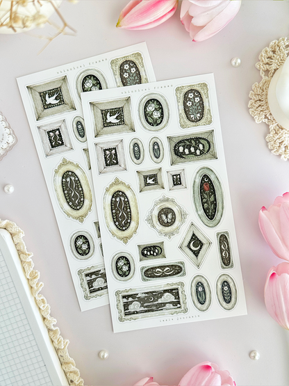 whimsical framed deco sticker sheet - 2pc set