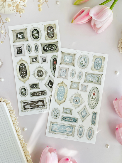 whimsical framed deco sticker sheet - 2pc set