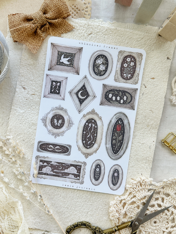 whimsical frames (mini or large) sticker sheet – leela journals
