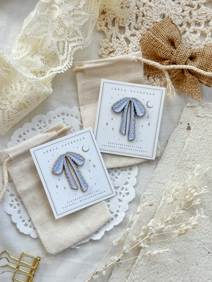 lace bow enamel pin