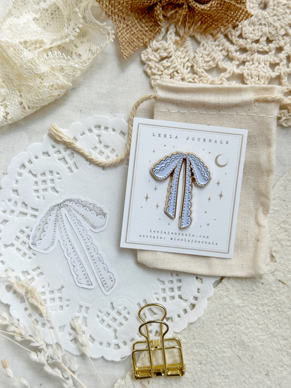lace bow enamel pin