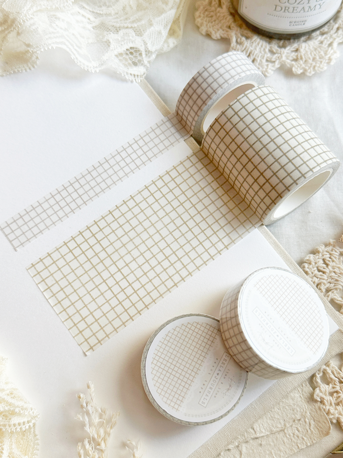 creamy beige grid washi tape